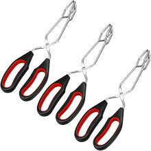 Accessori essenziali per cucinare all'aperto: pinze a forbice in acciaio inossidabile resistenti al calore con impugnature ergonomiche e morsetti