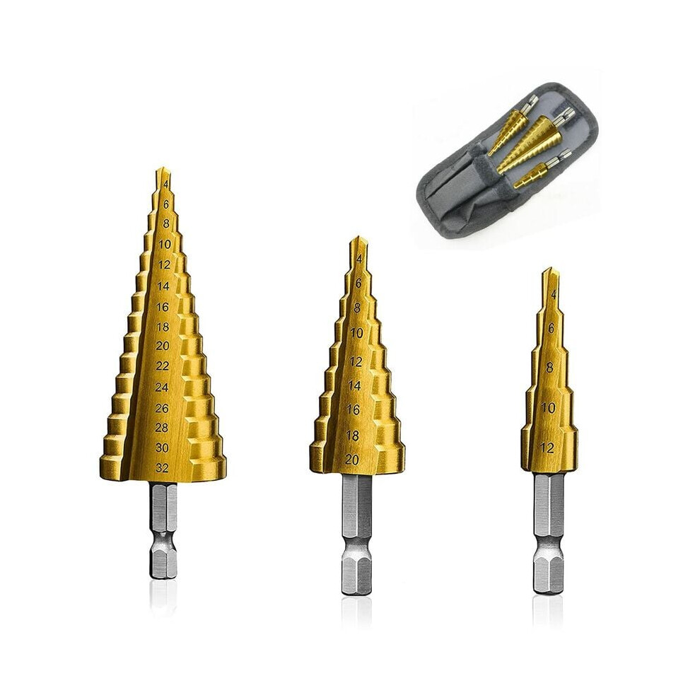 Hss Metal Cutter, Step Drill Bit With Double Helix Groove For Rapid Chip Evacuation, Titanium Coated For Enhanced Durability, Clean Drilling Work For 9340959436842