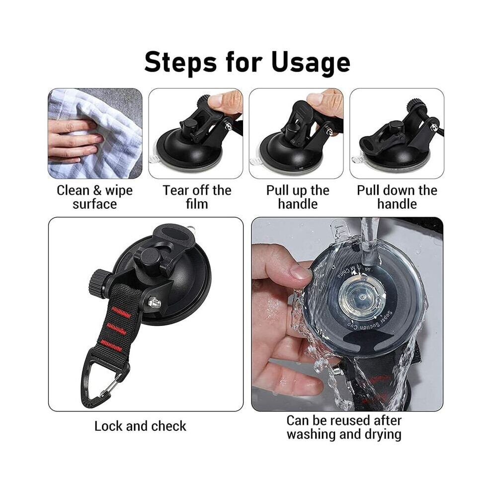 Multipurpose Usage Suction Cups, Strong Power Viscous Silicone with Securing Hook, Compact Size, Durable & Reliable, Highly Practical for Various