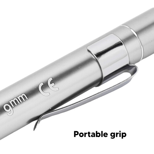 Pen Lights for Nurses, Reusable Pocket-Size LED Flashlight, White Light, Steel Silver 2