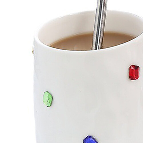 White Ceramic Coffee Mug 500g Simple Stylish Tea Cup with Round Handle 2