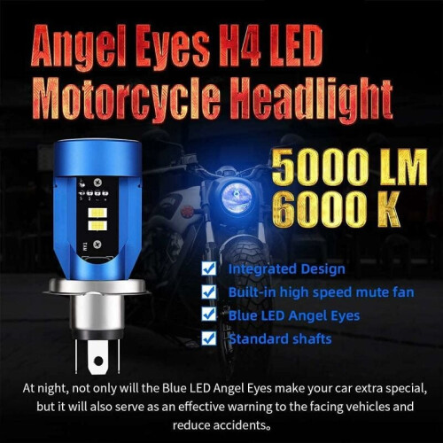 Καινοτόμος λαμπτήρας μοτοσικλέτας H4Led, Angel Eyes για κομψό φωτισμό, 50% εξοικονόμηση 2