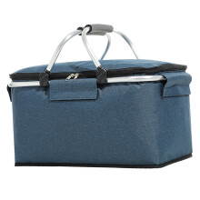 Cestino da picnic isolato pieghevole con borsa frigo, Blu scuro, Tessuto Oxford
