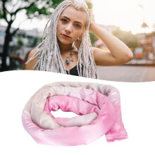 Bendable Iron Wire Dreadlocks Hair Tie, Pink Spiral Tie Dye Fabric