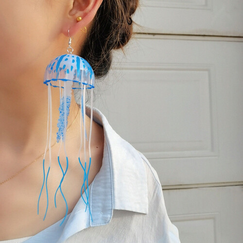 Unique Lightweight Jellyfish Dangle Drop Earrings-Hot Pink 2