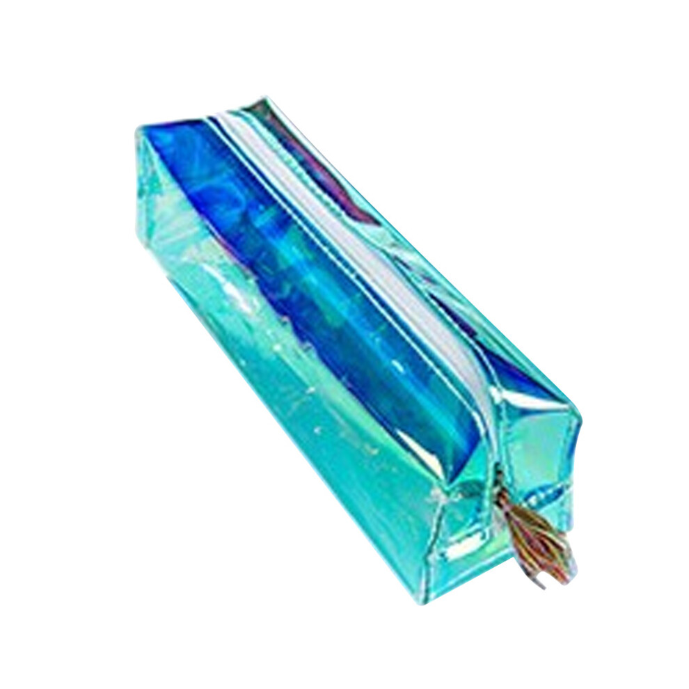 Blue Holographic Makeup Pouch, Unique Design Cosmetic Organizer With Zipper Closure, Sparkly Glittery For Your Beauty Essentials (Blue)