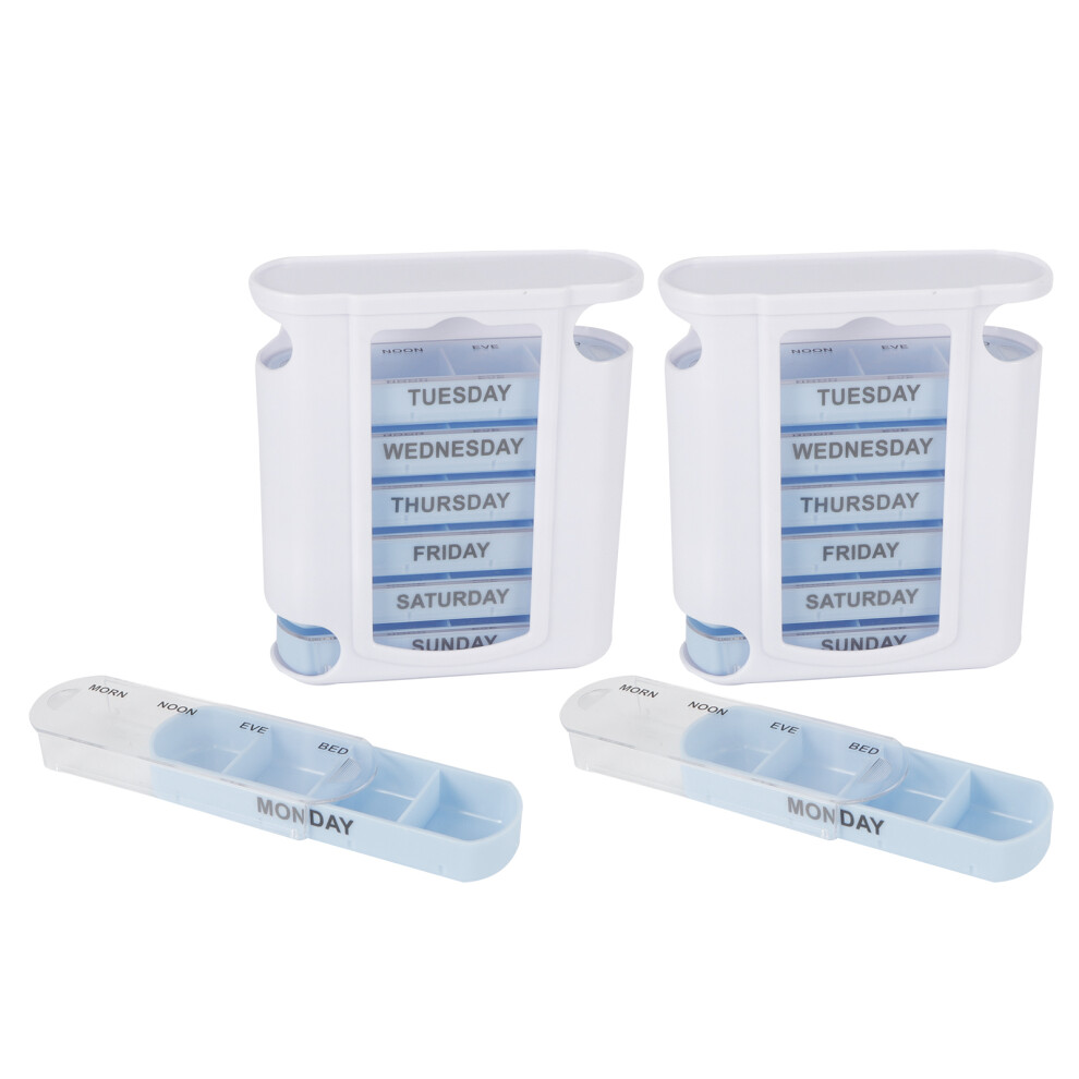 Clear Daily Dose Reminder, Portable Pill Organizer for Home Travel, Food-Grade Plastic Pill Box Weekly Medication Storage (2Set)