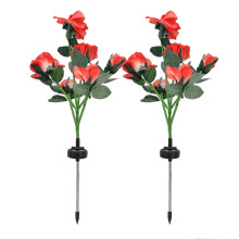 Luzes de jardim à prova d'água com estaca, flores artificiais realistas, luzes solares decorativas em formato de rosa, econômicas e ideais para