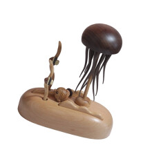 Boîte à musique méduse en bois rechargeable 32 chansons pour-B