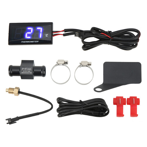 Ultra Thin Design Motorcycle Water Temperature Gauge, Digital Thermometer with LED Indicator Lights Easy Installation Versatile Compatibility,