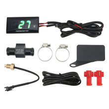 Digital Display Motorcycle Water Temperature Gauge, Temperature Warning System with Flash Alert Above 120, Waterproof ABS Housing Clear Display