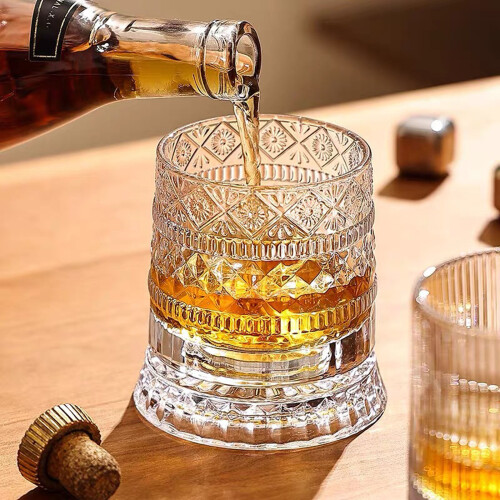 Rotating Crystal Whiskeys Drinking Cup Glass Gift for-3 2