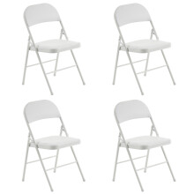 4Pcs Folding Chair Foldable PU Padded Seat Home Office Convention Chair