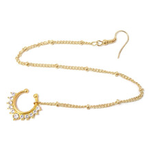 Crystal Chain Fake Septum Piercing Neusring Sieraden-Goudkleur
