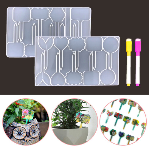 2Pcs T-Type Plant Label Moulds for Potted Plants Durable-White 2
