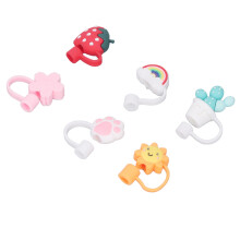 6PCS Reusable Silicone Straw Plugs Dustproof Seals for 6-8mm Straws