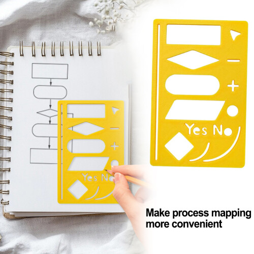 Flowchart Template Stencil Geometric Drawing Ruler For Scrapbook Workers Multifunctional Drawing Marker Measuring Tools