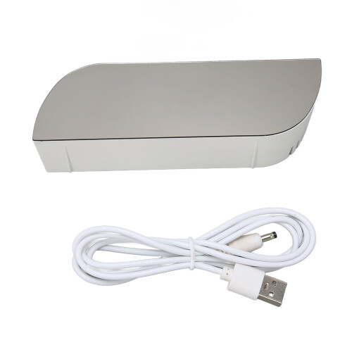 Multifunktionaler LED-Spiegel-Wecker Weiß 15x4,8cm Nachttisch 2