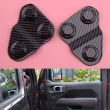 2Pcs Carbonfaser-Textur Schwarzer ABS Auto-Tür-Schraubenschutz-Abdeckung Ausstattung für Jeep Wrangler JL JLU JT 2018 2019 2020 2021