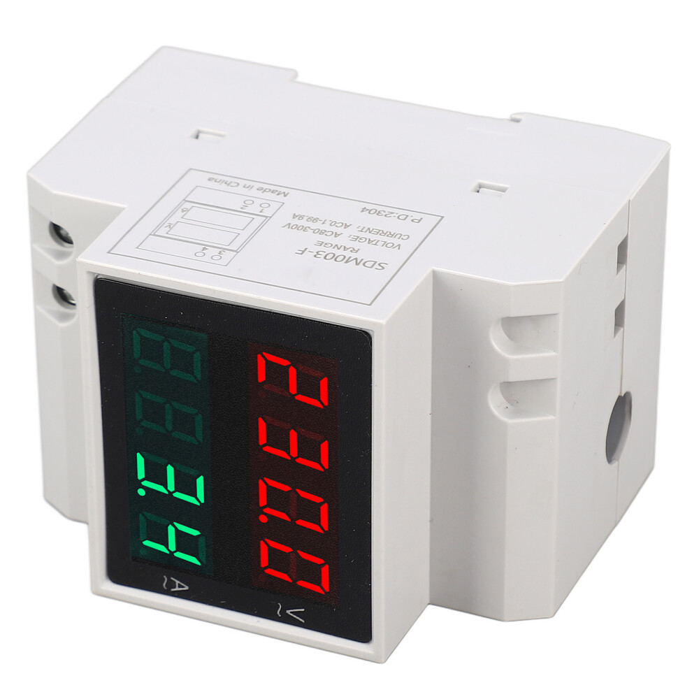 Din Rail Mount Voltage Current Meter 4-Digit Display 0.1Â99.9A Ac80â300V 8421369694549