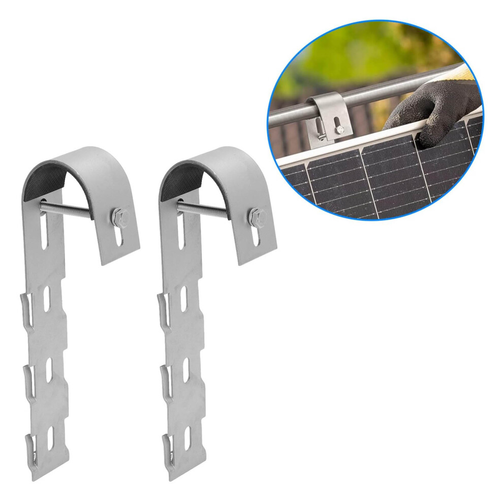 2Pcs Stainless Steel Solar Panel Module Holder Balcony Mounting Hooks 9371376299598
