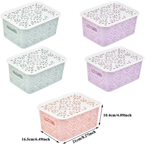 Multi-functional Organization Storage Box, Breathable Storage With Lid For Office And Bathroom, Stackable Design High Quality Plastic Baskets For Your 2