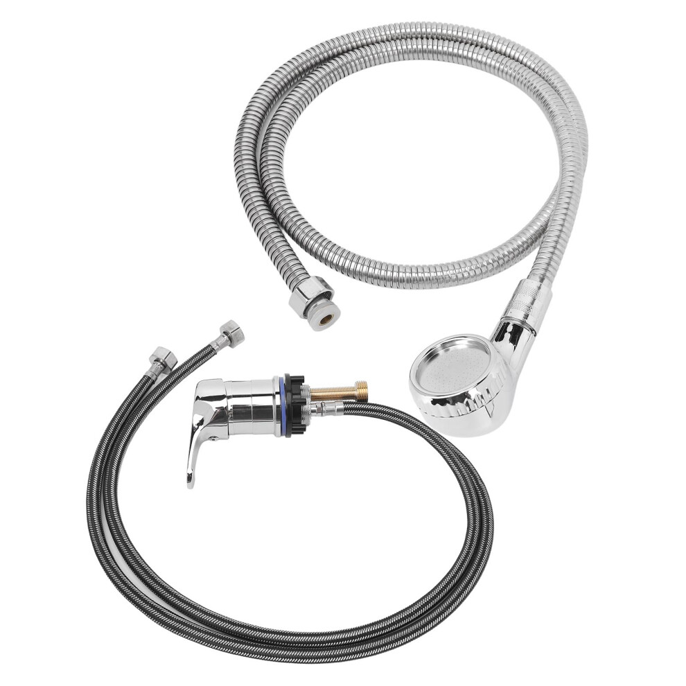 Shampoo Bed Faucet Set with Ceramic Valve, Zinc Alloy, 80cm Chrome Shower Hose for Barbershop