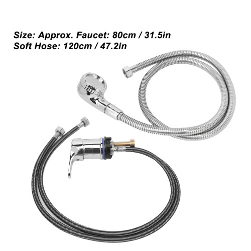 Set di bide con doccetta per shampoo, 80 cm, in lega di zinco cromata 1