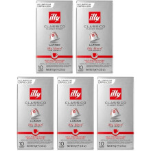 illy Nespresso Compatible Lungo Aluminium Coffee Capsules - (Pack of 5, Total 50 Pods) - 100% Arabica Coffee