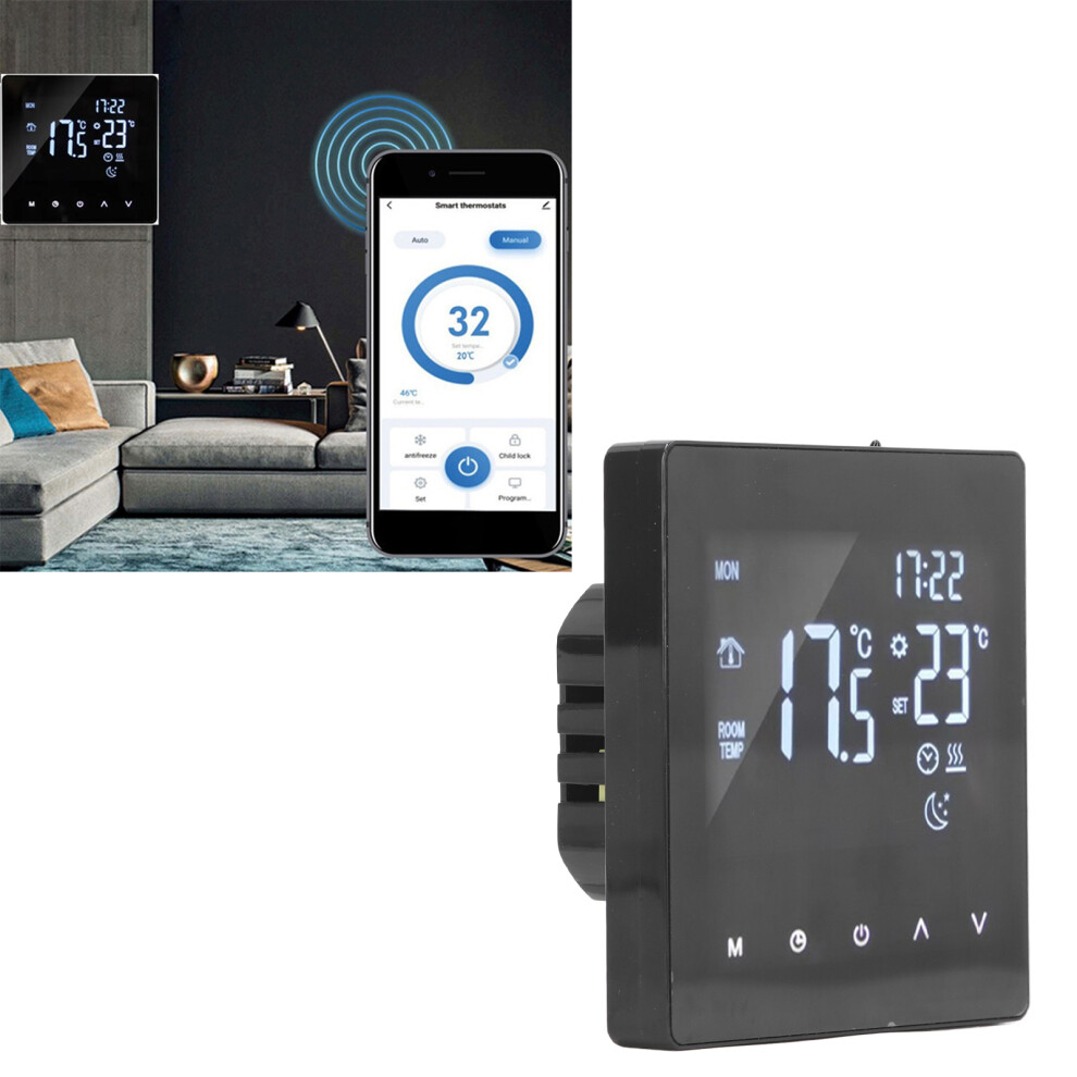 Smart Lcd Digital Thermostat For Floor Heating Ac90-240V Black 8761369698131