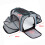 Großer, klappbarer Haustier-Reisebehälter mit Mesh, grau/blauer Rand 6