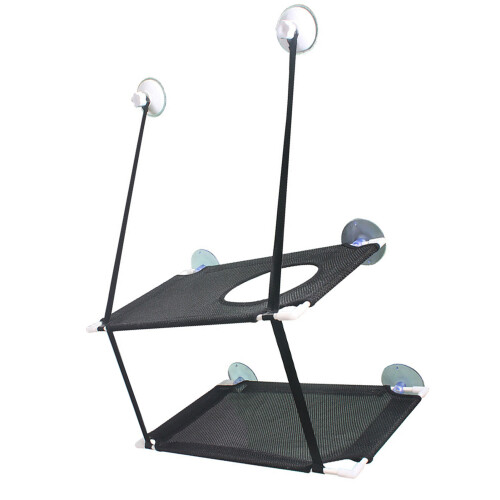 Hamacs double couche pour chat avec ventouse résistante, maille douce, noir