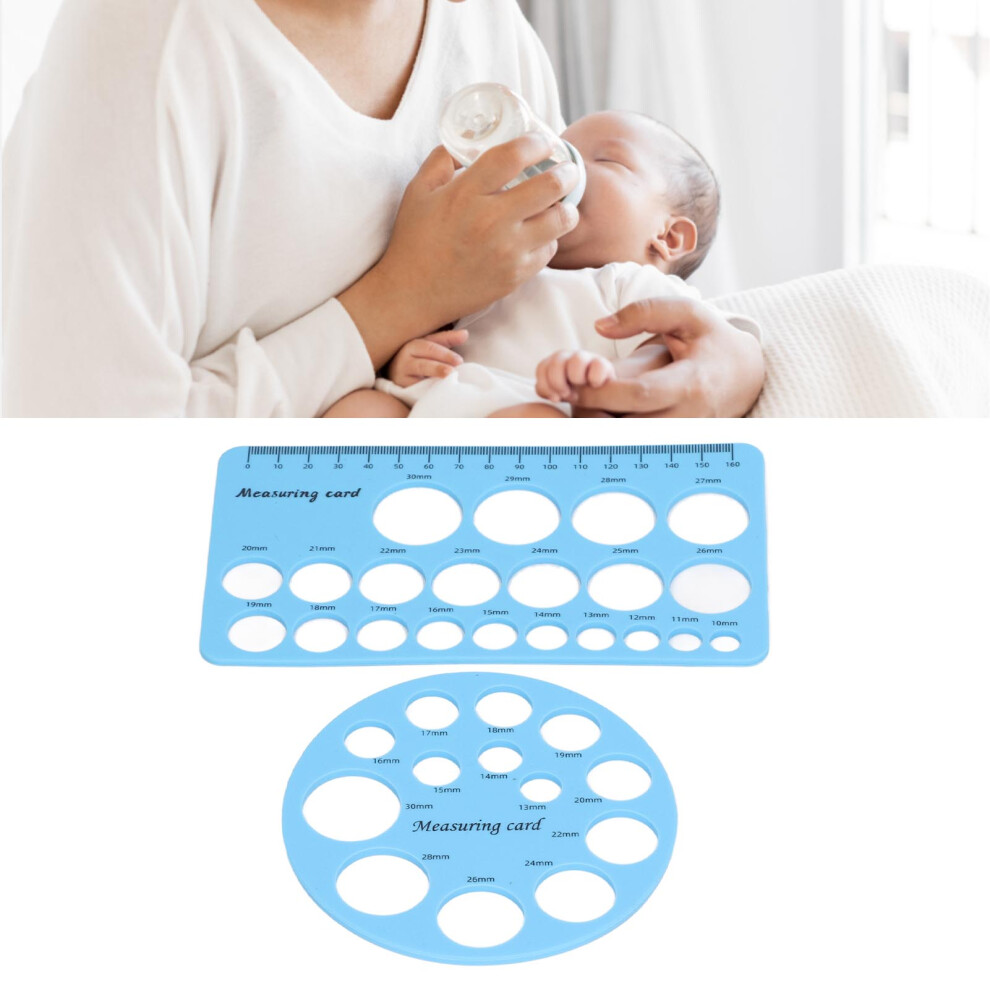 Breast Pump Flange Sizer Nipple Ruler Set Silicone Round & Rectangle Blue