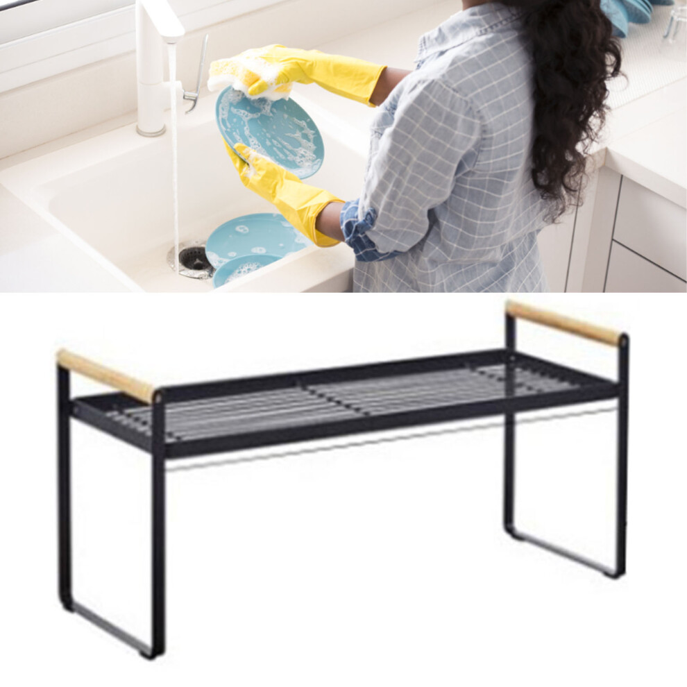 Multifunction Black Iron & Wood Cabinet Shelf Rack Â Easy Install & Versatile Storage 4111380930620