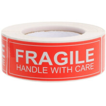 Fragile Stickers for Shipping, Please Handle With Care 1x3 Inch Warning Labels with Strong Adhesive for Boxes and Packages, Clear Printing Permanent A