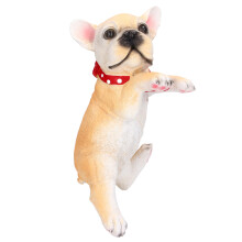 Adorável estátua de cachorro realista em resina de alta qualidade, escultura de Chihuahua em tons de castanho e branco, com cores vibrantes e