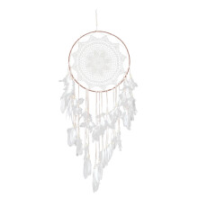Craftsmanship Meets Tradition, White Feather Ornament, Boho Dream Catcher, Vintage Home Decorations, Macrame Wall Hanging for a Timeless Appeal