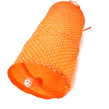 Zusammenklappbares Katzen Tunnel Spielzeug aus Polyester, sicherer Unterschlupf für Kätzchen & Welpen, Orange