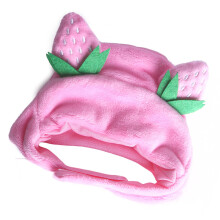 Cappello morbido in peluche a forma di gatto con stile fragola, colori vivaci per cosplay e feste