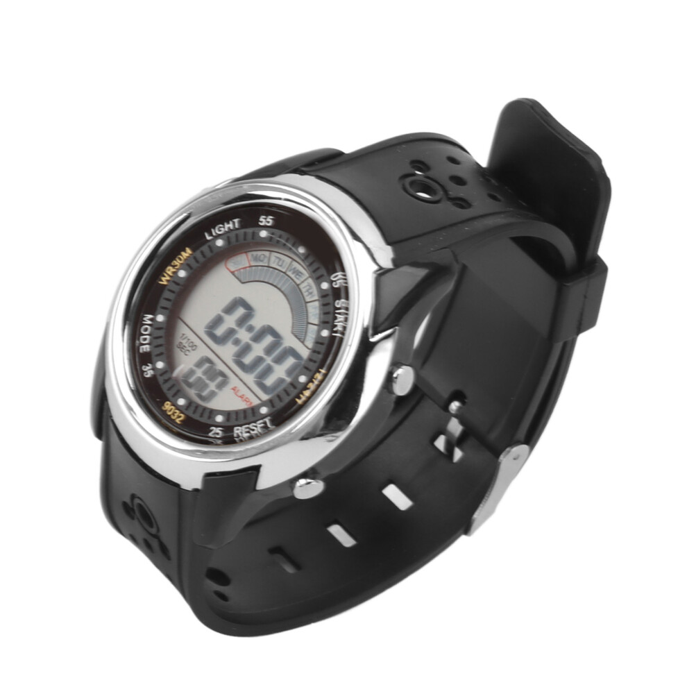 Luminous Waterproof Sports Watch With Alarm, Digital, Silver 7671369709472