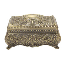 Antieke decoratieve bewaardoos, prachtig handgemaakt ontwerp, roestvrij metaal, vintage sieradendoosje met zachte fluwelen voering, perfect als