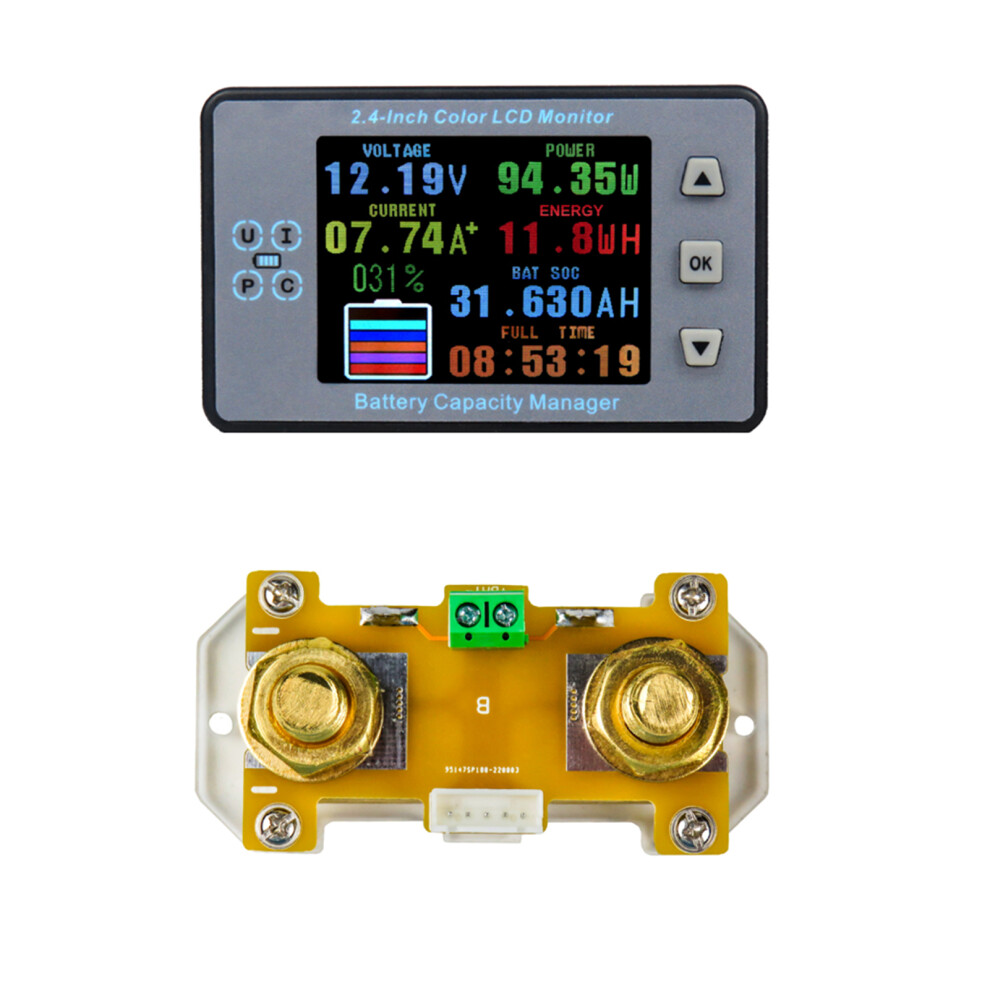 2.4Inch Color Lcd Coulometer 100A/300A/500A Voltage Current Battery Capacity Meter 5031369710618
