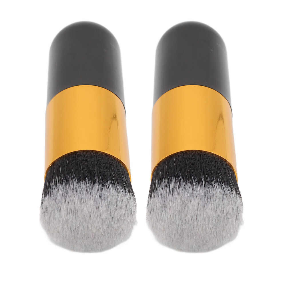 Black/Golden 2Pcs Portable Chubby Makeup Brushes Fluffy Soft Synthetic