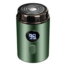Electric Shaver and Beard Trimmer for Men, Rechargeable with Digital Display, Compact Travel Size, Green