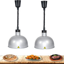 Food Warmer Heat Lamp 250W Infrared Pendant Light for Home Kitchen Restaurant, Retractable Design, 2-Pack