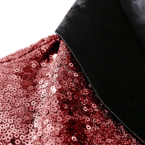 Sequin Jacket For Men, Slim Fit, OneButton Blazer, Wine Red, Size L, Disco Style 2