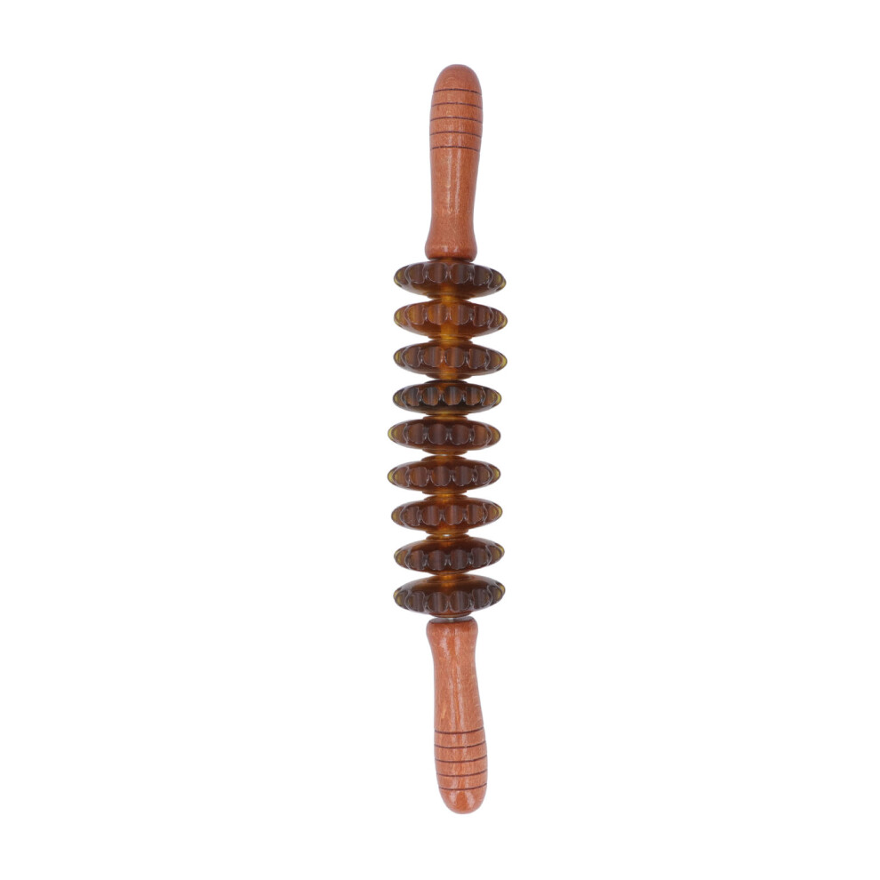 Manual Massager Stick Wooden Handheld Roller for Fascia Release Deep Tissue Muscle Relief Trigger Point Therapy Tool with Curved Core Resin Beech