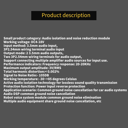 Advanced Auditory Isolation Module for Ground Noise Elimination in Professional Audio Applications, High-Performance Specifications 2