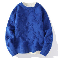Knitted Jumper Men's Classic Plain Winter Jumper Without Hood Relaxed Fit Crew Neck Thermal Pullover Blue 3XL