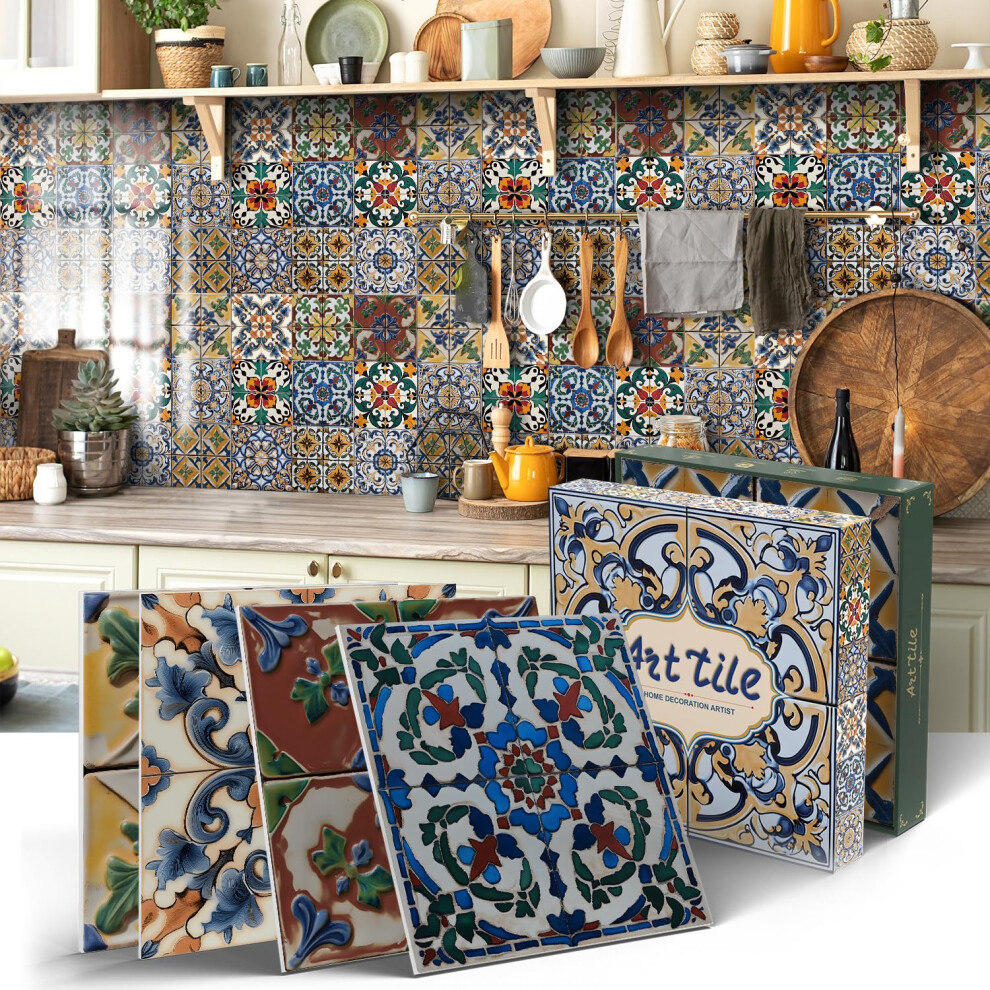 3D Kitchen Bathroom Tile Stickers Peel And Stick Self Adhesive Backsplash Vinyl Waterproof Moroccan Mosaic 15X15cm 12Pcs 9189345214707